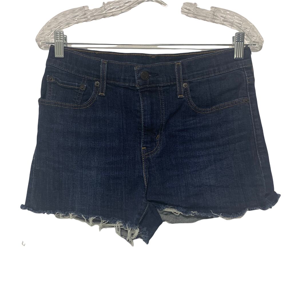 Levi's Casual‎ Wedgie Cut Off Homemade Shorts 28 Retro Dark Wash Denim High Rise